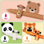 YNOUYRS Trousse Ecole 2 en1 en Silicone Souple-Set thème animalier stylos à encre gel effaçables,Kawaii Porte-Plume,stylo gel No