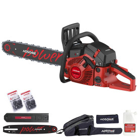 AOSOME Tronçonneuse Thérmique, Guide 50 cm, 2 Chaînes de 20" 0,325 76DL con Moteur à Essence 62cm³, 2.85kw, 3,6CV, 2 Temps AOSOME Tronçonneuse Thérmique