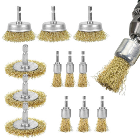 Lot de 12 brosses en laiton pour perceuse