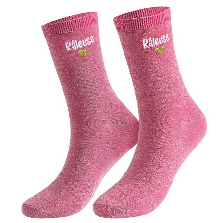 BOFUNX Chaussettes Paillettes Femme Râleuse Chaussettes Socquettes Rose Respirant Anniversaire Fête Noël Cadeau pour Maitresse M