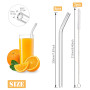 Paille Verre Transparente avec 2 Brosses de Nettoyage