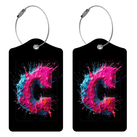 Richugui Lettres de peinture bleue et rose sur fond noir pour valise