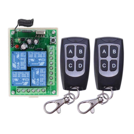 Haute sensibilité DC 12 V 4CH 4 canaux Télécommande Commutateur sans fil Interrupteur émetteur Récepteur radio + émetteur Téléco