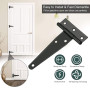 TANCUDER 6 PCS Charnière en T Noires Charnière porte de Grange 4 pouces Charnières en T Extérieur avec 36 vis Charnières de Port