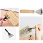 5 Pcs Outil de Nettoyage Ensemble,Griffes de Nettoyage de Peigne、brosse à cheveux avec fil métallique râteau manche en bois - Ne