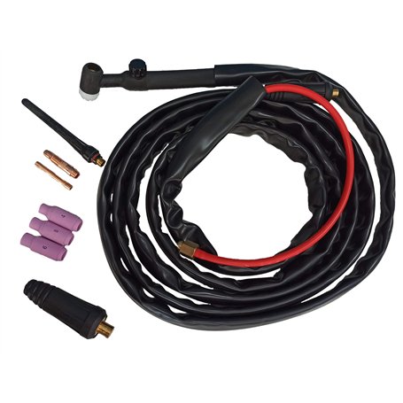 ELCAN Torche de soudage TIG 17V de 4 mètres avec connecteur 10-25 installé et connecteur supplémentaire 35-50