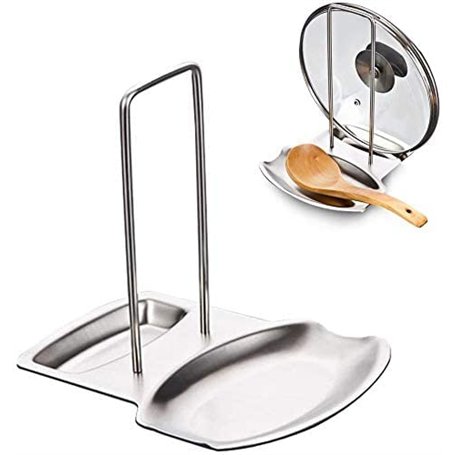 Support Couvercle Repose Cuillère Couteaux Cuillères Fourchettes Spatule en Acier Inoxydable Repose Couvert Porte Couvercle Uste