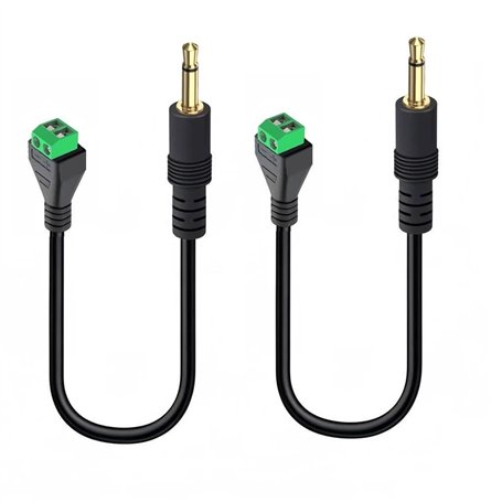 Taikuwu Connecteur Jack 3.5mm (Lot de 2) - Adaptateur Mâle Mono TS 3.5mm vers Bornier à Vis 2 Pôles