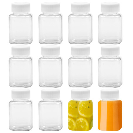 ReaJoys Lot de 12 bouteilles vides en plastique transparent avec couvercles pour jus d'eau et lait 100 ml