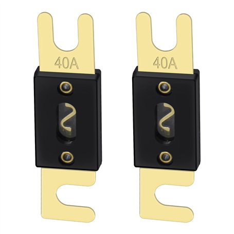 Heschen ANL Lot de 2 fusibles ANL-40 40 A pour système audio de voiture Doré et noir