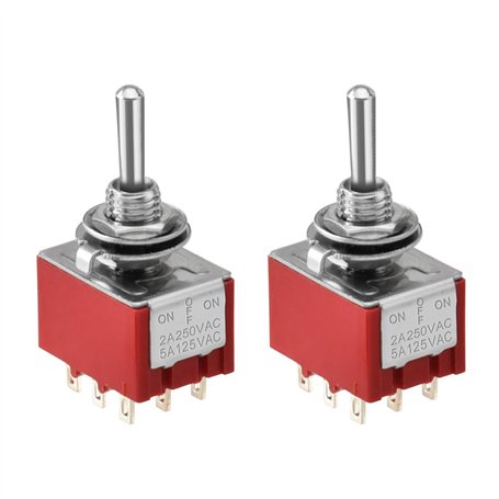 Heschen Lot de 2 interrupteurs à bascule miniatures MTS-303 ON-OFF-ON 3PDT 9 broches