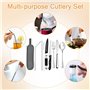 SLTAXAR 9 PCS Set de Couverts en Inox Portable Ensemble de Couverts de Table Ensemble de Couverts de Voyage Camping Couverts de