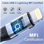 Câble USB C vers Lightning 1M Lot de 2[A-pple Certifié MFi], Câble iPhone USB C Cable Lightning Cordon iPhone Câble Chargeur iPh