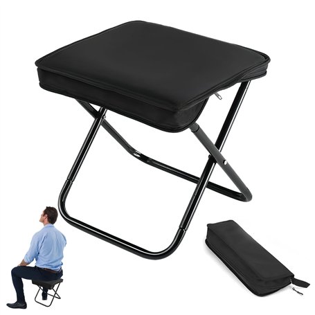 Tabouret de Jardin Noir Pliable jusqu'à 150 kg en Aluminium avec Sac de Transport - Chaise Pliante légère et Portable pour Le Ca