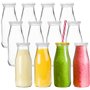 Lawei Lot de 12 Smoothie Bouteille Bouteilles en Verre jus Bouteilles de Lait Liqueur avec 12 pailles réutilisables et 24 couver