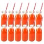 Lawei Lot de 12 Smoothie Bouteille Bouteilles en Verre jus Bouteilles de Lait Liqueur avec 12 pailles réutilisables et 24 couver