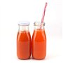Lawei Lot de 12 Smoothie Bouteille Bouteilles en Verre jus Bouteilles de Lait Liqueur avec 12 pailles réutilisables et 24 couver