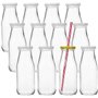 Lawei Lot de 12 Smoothie Bouteille Bouteilles en Verre jus Bouteilles de Lait Liqueur avec 12 pailles réutilisables et 24 couver