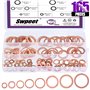 Swpeet Lot de 165 rondelles plates en cuivre 8 tailles comprenant M6 M8 M10 M12 M14 M16 M18 M20 Idéal pour les connexions électr