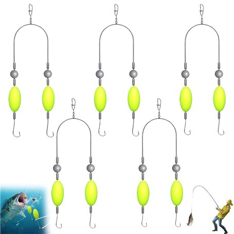 deegbbyi 5 Pièces Montage De Fond Inversé À Double Hameçon