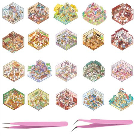 Noaxylic 20 Pièces 3 20 Pièces 3D Miniature Scene Stickers Set
