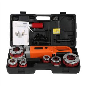 Machine à fileter portable, filière pour tuyau électrique portatif avec étui de transport, 6 matrices 1/2 ", 3/4", 1 ", 1-1/4",  Machine à fileter portable