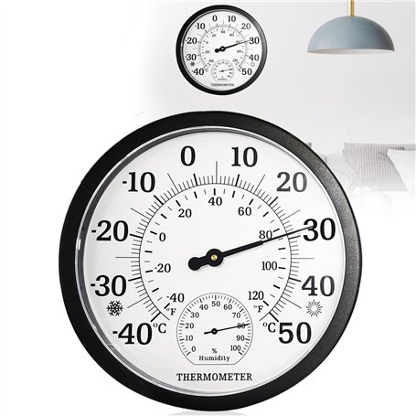 Nizirioo Grand thermomètre 2 en 1 pour l'intérieur et l'extérieur - Analogique - 25