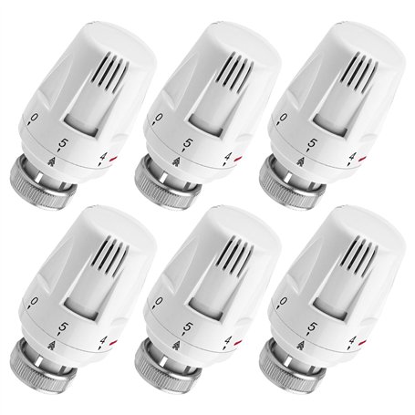 Robinet Thermostatique Radiateur Thermostat Tête: BYZESTY 6 Pièces Tête Thermostatique Radiateur