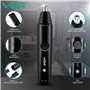VGR Tondeuse Nez et Oreille 2 en 1 pour Homme - Fixation Sourcils/Corps - Étanchéité IPX5 - Batterie rechargeable de 150 min - É