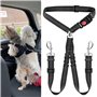 Réglable Double Ceintures de Sécurité pour Chien pour Voiture avec Absorption des Chocs pour Chien