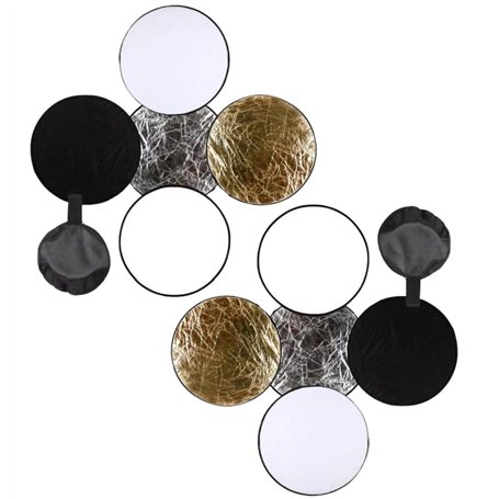 Lot de 2 5-en-1 Photographie Diffuseur，Panneau Réflecteur Photo Pliable，pour L'Éclairage Photo en Studio Ou Extérieur.