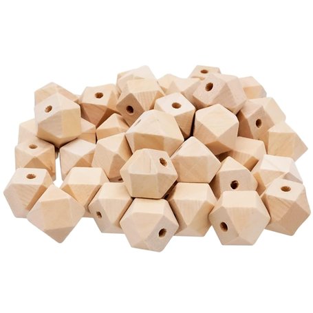 60 Pièces Perles en Bois Octogonales，Perles en Bois Naturel à Enfiler，pour la Fabrication de Bracelets
