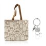 1 Sac En Toile Motif Chat Et 1 Porte-Clés