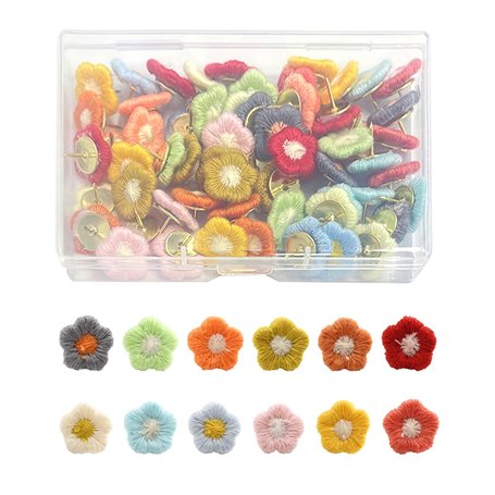 Lot de 60 punaises décoratives en forme de fleur