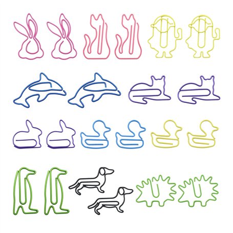 Lot de 22 trombones colorés en forme d'animaux