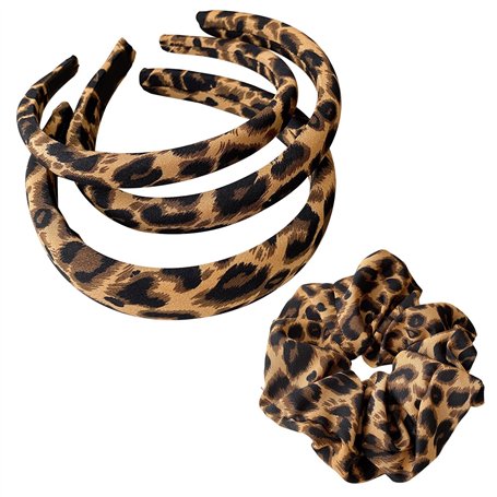 3 Morceaux De Bandeau À Imprimé Léopard Et 1 Morceau De Bague À Cheveux À Imprimé Léopard