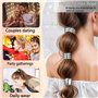 YUBBYSTU 3 Pièces Manchette de Cheveux, Attache Cheveux Femme en Métal, argenté Bijoux Cheveux, Elastique Cheveux pour Queue de