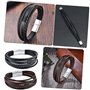 YUBBYSTU Lot de 2 bracelets en cuir pour homme, personnalisés, faits à la main, tressés multicouches, unisexe, marron et noir