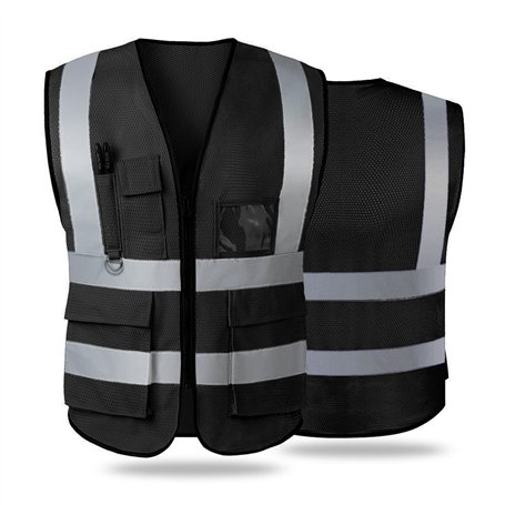 Gilet de sécurité réfléchissant haute visibilité avec poches zippées sur le devant - Conforme aux normes ANSI/ISEA