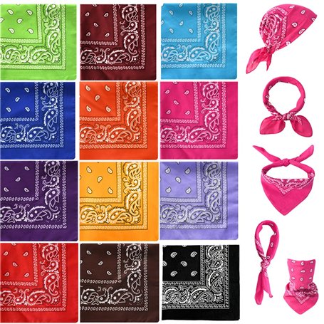 Spydge 12 pièces Bandana 54 * 54cm Foulard Carré Multifonction Foulards Paisley Bandeau pour Hommes et Femmes