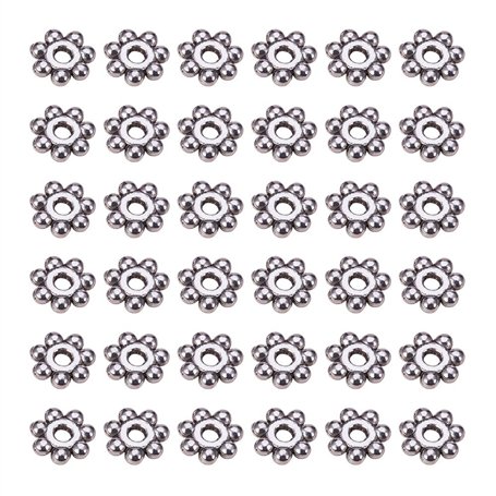 PandaHall Lot de 200 Perles Separateurs/Intercalaires en Alliage Couleur Argent Antique Flocon De Neige 4x1