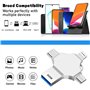 uvervint Clé USB 512Go 4 en 1 Cle USB Grande Capacité Pen Drive 512Go Clef USB 3.0 pour Photo/Vidéo/iOS/Android/PC/Tablet, Argen