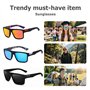 WNTJN 3 Pièces Lunettes de Soleil Polarisées Homme Femme, Lunettes Carrés de Soleil Tendance UV Protection, Objectifs Haute DéFi