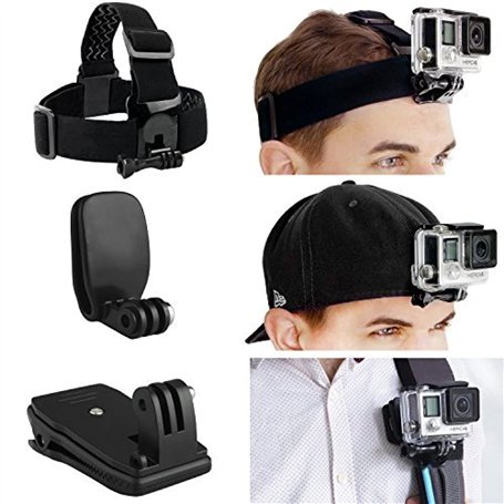 CamKix Ensemble de Fixation pour tête et Sac à Dos Compatible avec GoPro Hero/Osmo Action- 1 Fixation Frontale
