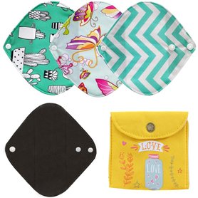 ZCOINS Lot de 4 protège-slips réutilisables pour femme serviette hygiénique lavable Petit format 18 cm ZCOINS Lot de 4 protège-slips réutilisables pour femme serviette hygiénique lavable Petit format 18 cm