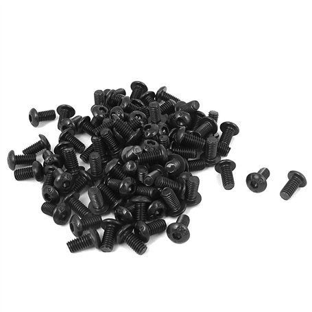 sourcing map 100Pcs Vis à tête creuse M4x8mm 0.7mm Pas alliage acier Hex boulon douille noir