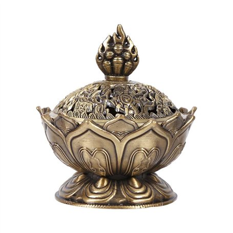 Accueil Chinois Lotus Titulaire Brûleur D'encens Fleur Statue Censer Room Décoration(Bronze)