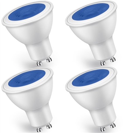 Lot de 4 ampoules LED GU10 bleues de 5 W