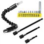jinminamz 16 Pièces Renvoi D'Angle Visseuse Kit Avec 3 Tiges De Connexion à Capuchon Noir Et Une Tête De Tournevis Courbée Multi