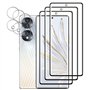 Tzstz 3+3 Pièces Verre Trempé pour Honor 70 5G Protection Écran ，3D Couverture Complète Film de Protection，Sans Bulles
